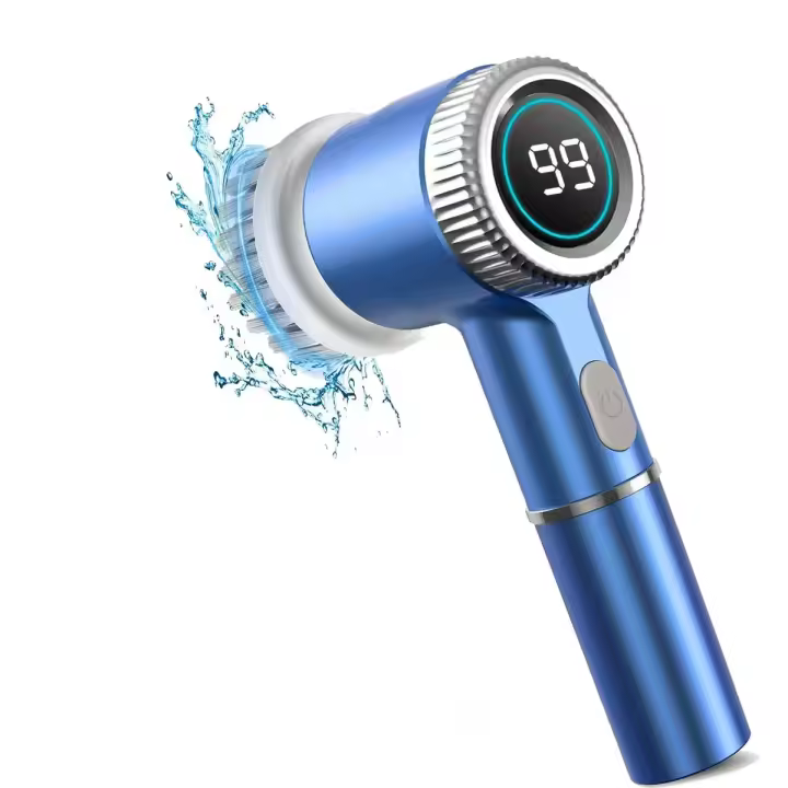 2400RPM depurador eléctrico de giro recargable a prueba de agua de 3 velocidades modelo de control, depurador de ducha de mano con 6 cabezales de cepillo, cepillo de limpieza inalámbrico de alta velocidad para baño/cocina eliminar la - 1