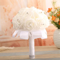 1Pc Bouquet De Rosas Para Boda Con Imitación De Cristal Y Tela De Encaje PE Falso Cristal Para Decoración De Iglesia Y Fiesta - details 0