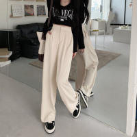 Rimocy Pantalones Anchos De Pierna Para Mujer Estilo Callejero Cintura Alta Moda Trabajo Oficina Pantalones Sueltos Rectos Sólidos Talla Grande Color Negro Beige Caqui - details 5