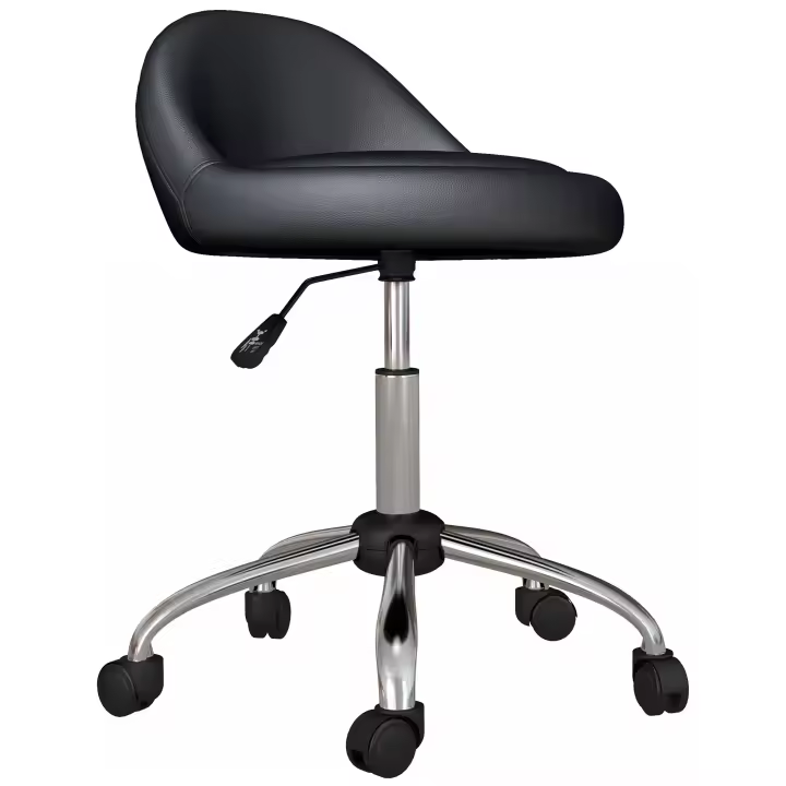 HOMCOM Taburete con Ruedas Taburete de Trabajo Regulable en Altura 63-83 cm Taburete Giratorio con Ruedas Sillón Giratorio de Peluquería Taburete de Peluquería Piel Sintética Negro - 1
