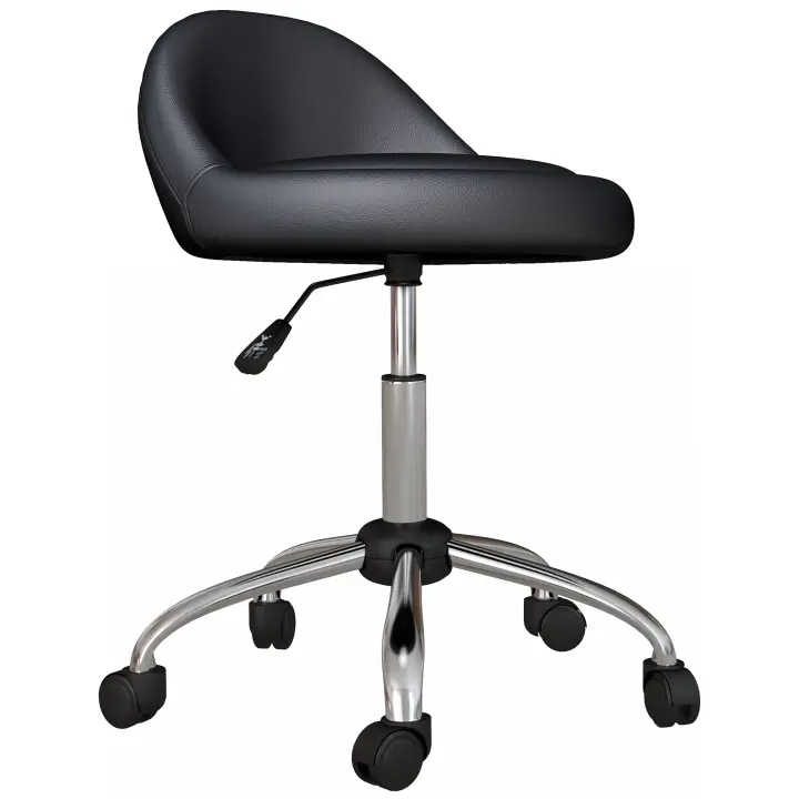 HOMCOM Taburete con Ruedas Taburete de Trabajo Regulable en Altura 63-83 cm Taburete Giratorio con Ruedas Sillón Giratorio de Peluquería Taburete de Peluquería Piel Sintética Negro - 1