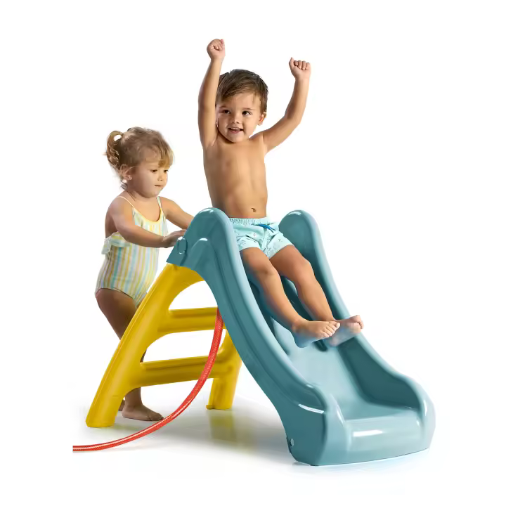 FEBER - Casual Slide, Tobogán Pequeño para Jardín, Escaleras Antideslizantes, Colores Resistentes a la Luz Solar y Cambios de Temperatura, Fácil Montaje, A partir de 1 año, Famosa (FEL10000) - 1
