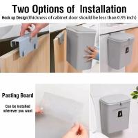 Cubo de basura montado en la pared para el hogar, papelera colgante de 7/9L con tapa para baño, accesorios de cocina - details 11