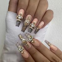 Juego De 24 Uñas Postizas Con Diseño De Flor Y Forma De Coffin Largas Ballerina Frases Francesas Acrílicas Cubiertas Por Encima Para Uñas Artísticas - details 11