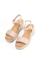 Lyla Wang Sandalias doradas mujer cuña mediana de espartos con plataforma - details 18