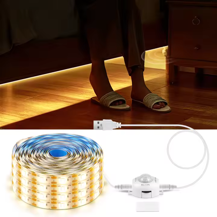 Tira De Luz LED Con Sensor De Movimiento PIR 5V Impermeable Para Iluminación Nocturna En Camas Armarios Cocinas Sensor De Luz Para Habitaciones Y Cocinas - 1