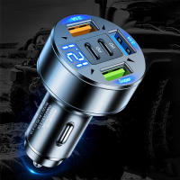 Cargador De Coche 5 En 1 Adaptador Rápido Con 3 Puertos USB + 2 PD QC3.0 Monitor De Voltaje C Type Para iPhone Samsung - details 15