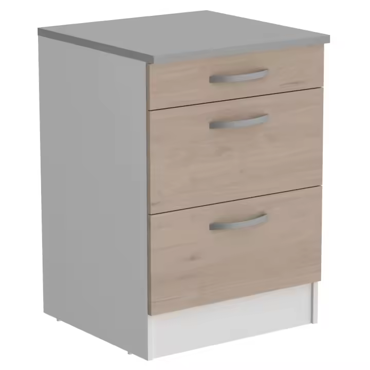 Módulo De Cocina Eko Inferior Tres Cajones Blanco y Roble Jackson 60x60cm - 1