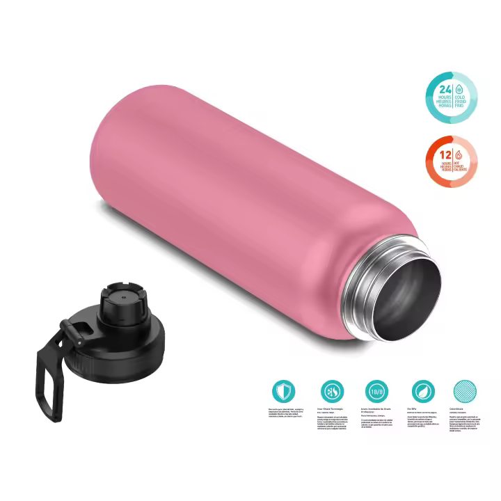 Botella Termo de Acero Inoxidable 550ml Deportiva (10 Colores) - Botella de Agua Térmica Reutilizable Sin BPA Mantiene 24H Frio / 12H Calor Termo y Hermética - Doble Pared a Prueba de Fugas (YD550 999) - 1