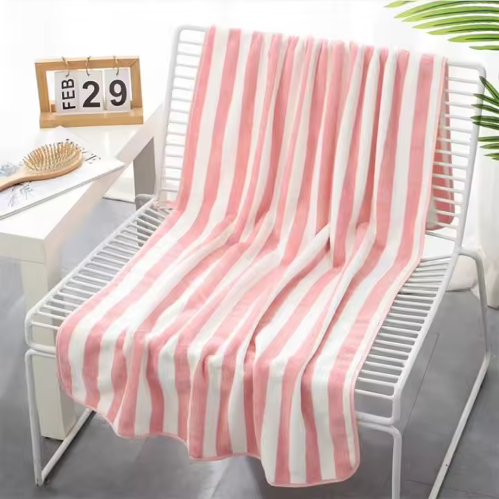 Toalla De Baño Absorbente De 70x140cm Para Adultos Estilo Rayado Toalla De Playa Para Hombres Y Mujeres Toalla De Viaje Para Deportes Y Spa - 1