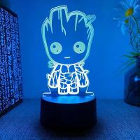 Lámpara De Escritorio LED Creativa Con Ilusión De 3D De Groot De Guardians of the Galaxy Luz Nocturna Cambiante De 7/16 Colores Regalos Para Niños - details 5
