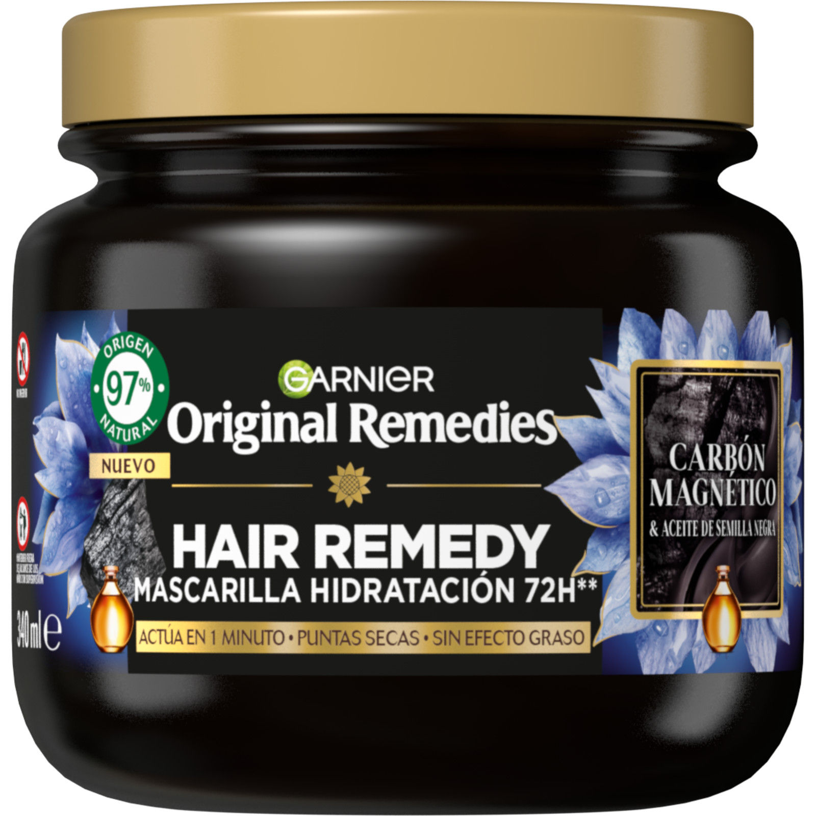 Garnier | Original Remedies  Rutina de Carbón Magnético  Champú, Mascarilla, Acondicionador,  Equilibrante para Pelo Graso en Raíz y Seco en Puntas