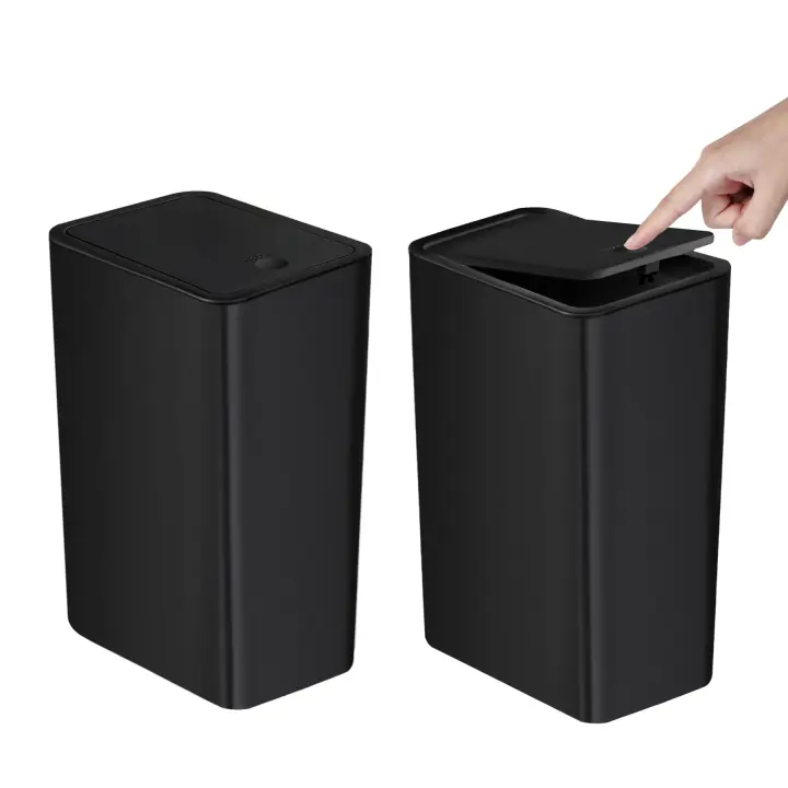 Basurero De Baño 10L Con Tapa De Presión Ecológico Para Toilette Dormitorio Sala De Estar Recipiente De Basura Rectangular De Plástico - 1