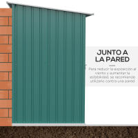 Outsunny Caseta de Jardín 0,92 m² 100x103x160 cm Cobertizo Exterior de Acero Galvanizado con Puerta Cerradura y Techo Inclinado para Almacenamiento de Herramientas - details 6
