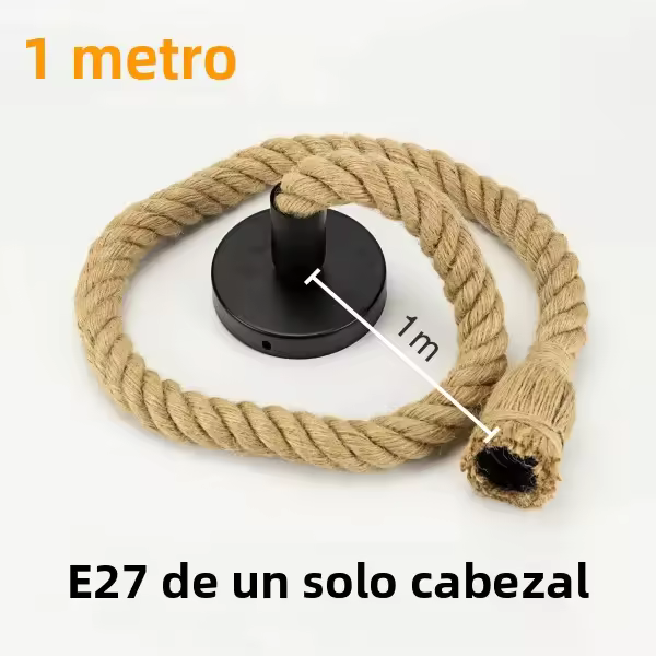 Lámpara Colgante De Hemp E27 Vintage Retro Para Hogar Y Oficina Luz Creativa De Hemp Para Ambientes Con Base LED AC85V-265V - 1