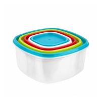 X-Set de 9 Fiambreras de Plástico con Tapa Multicolor, Recipientes Reutilizables para Alimentos, Apilables, Cuadrados y Rectangulares, Apto para Microondas, Lavavajillas y Congelador, Libre de BPA - details 3