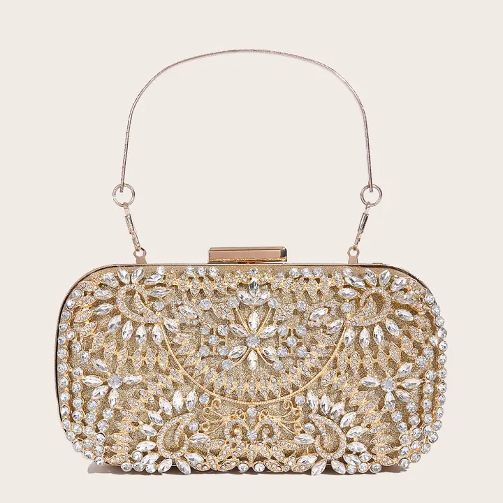 Bolso de cena de pana brillante y a la moda, bolso de mano de boda para fiesta y baile para mujer - 1