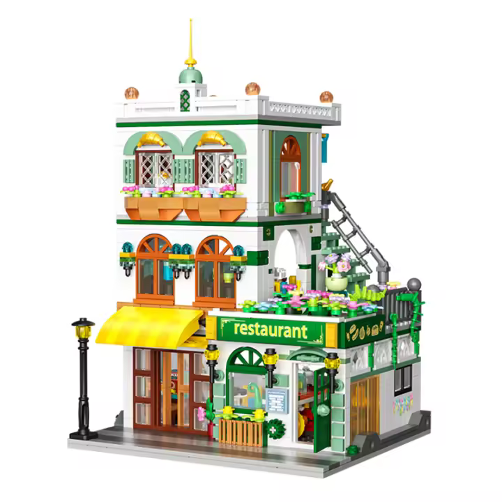 Bloques De Construcción Creativos 997Pcs Vistas De Calle Restaurante Chino Edificio De Tres Pisos Arquitectura Ciudad Mini Bricks Juguetes Para Niños Regalo - 1