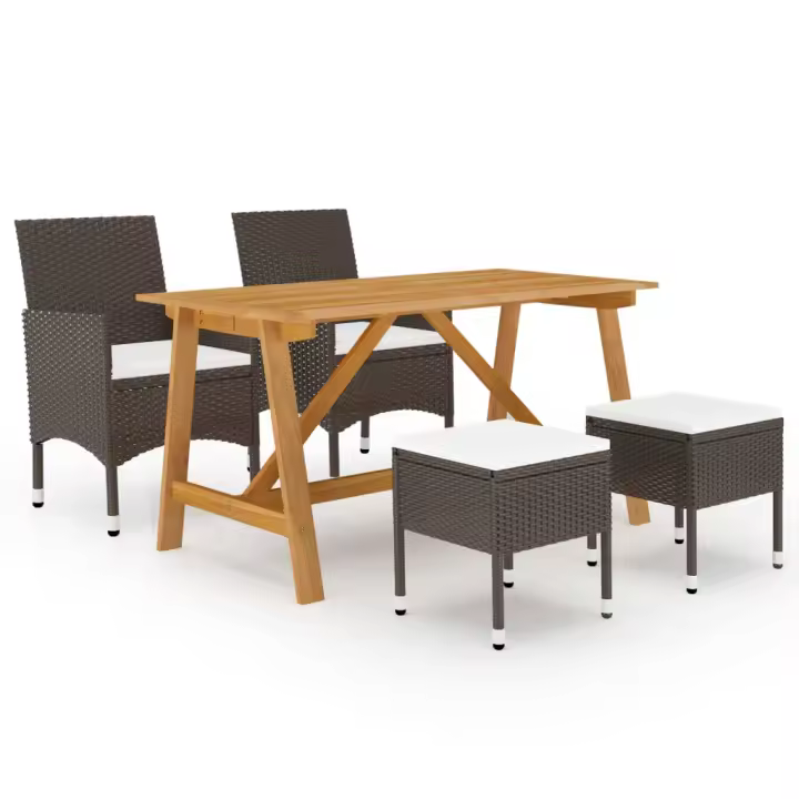 vidaXL Juego de comedor de jardín de 5 piezas marrón - 1