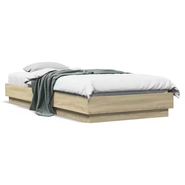 vidaXL Estructura de cama con luces LED roble Sonoma 100x200 cm - 1