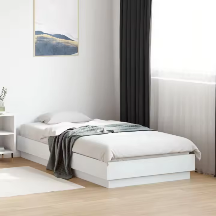 Estructura de cama madera de ingeniería blanca 75x190 cm - 1
