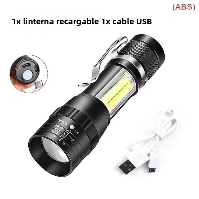 Linterna Táctica LED De Alta Potencia Recargable USB Luz Fuerte Impermeable Torcha Poderosa Lámpara Super Brillante Para Exteriores - 1