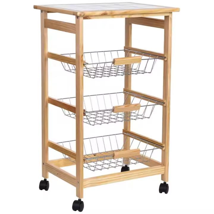 Carro de cocina de madera 47x37x79h cm - 1