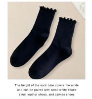 5 Pares De Calcetines Negros Puros Para Mujer Minimalistas Moda Versátiles Cómodos Ligeros Transpirables Medio Longitud - details 4
