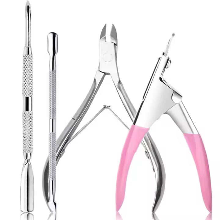 Kit Profesional De Uñas 4Pcs Herramientas De Manicura Con Tijeras De Uñas Y Apilador De Cutículas Para Eliminador De Piel Muerta De Acero Inoxidable - 1