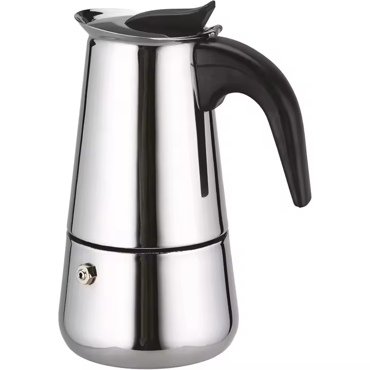 Cafetera Italiana en acero inoxidable para espresso 2/4/6/9/12 TAZAS Compatible con gas, vitrocerámica y estufa eléctrica. Uso doméstico y oficina. Cafetera Moka - 1