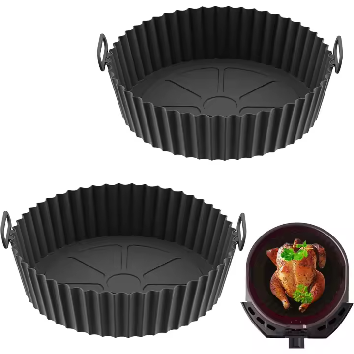 Receptor de silicona para freidora de Aire, paquete de 2, revestisientos de silicona reutilizables, accesorios para freidora de Aire, para Cocina - 1