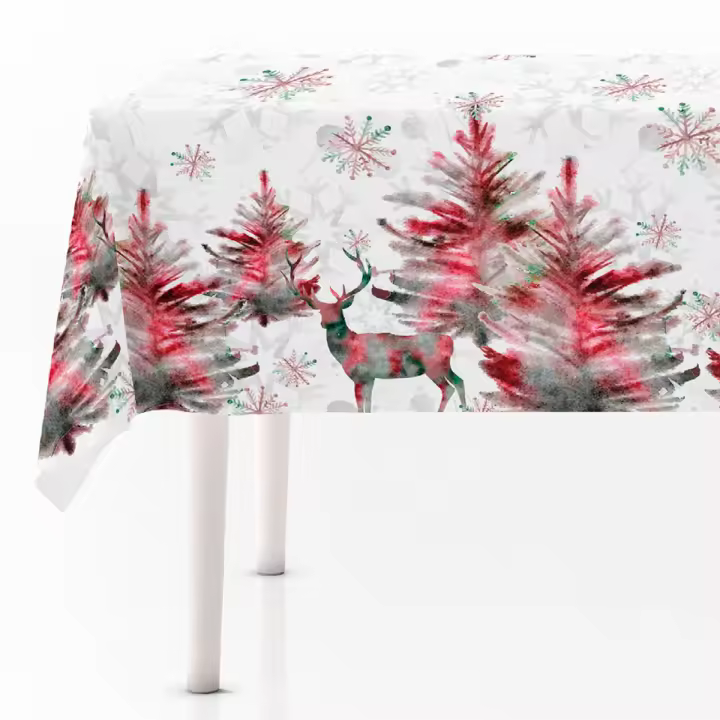 Lanovenanube Mantel de Navidad Antimanchas ARCE ROJO - Protección Contra Manchas, Fácil de Limpiar - 1