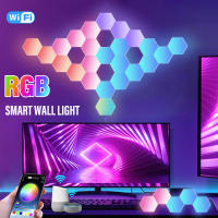 Lámpara De Pared Hexagonal Inteligente RGB Luz Nocturna Cambiante Para Ambiente DIY Forma Música Rítmica Control APP Para Game Room Dormitorio - details 0