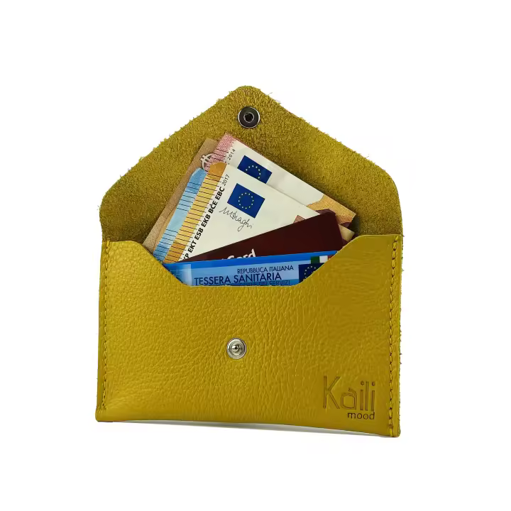 K0040RB | Hecho en Italia Cuero Genuino Flor Complete, Wheat de Dólar-Color Amarillo-Tamaño: 13x8x0,5 cm-Paquete: Caja de Regalo Fondo Duro/Tapa Kaili Mood - 1