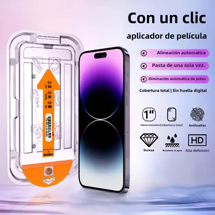 Protector De Pantalla De Vidrio Templado Para iPhone Con Auto Eliminación De Polvo Y Sin Bolitas Instalación Un Click Visión HD Dinámica Del Área - 1