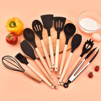 Set De Utensilios De Cocina Ecológicos De Silicona 12PCS Con Manos De Madera Antiadherentes Para Revolver Huevos Y Otras Tareas De Cocina - details 1