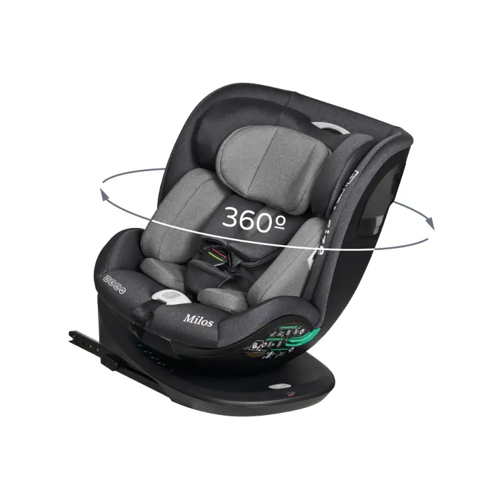 MS BabyWorld MILOS | Silla de coche I-Size Grupo 0/1/2/3, 40-150cm | Isofix y Top Tether Desde nacimiento hasta los 12 años–0–36kg | A contramarcha hasta los 18kg | Giratoria 360º Universal - 1