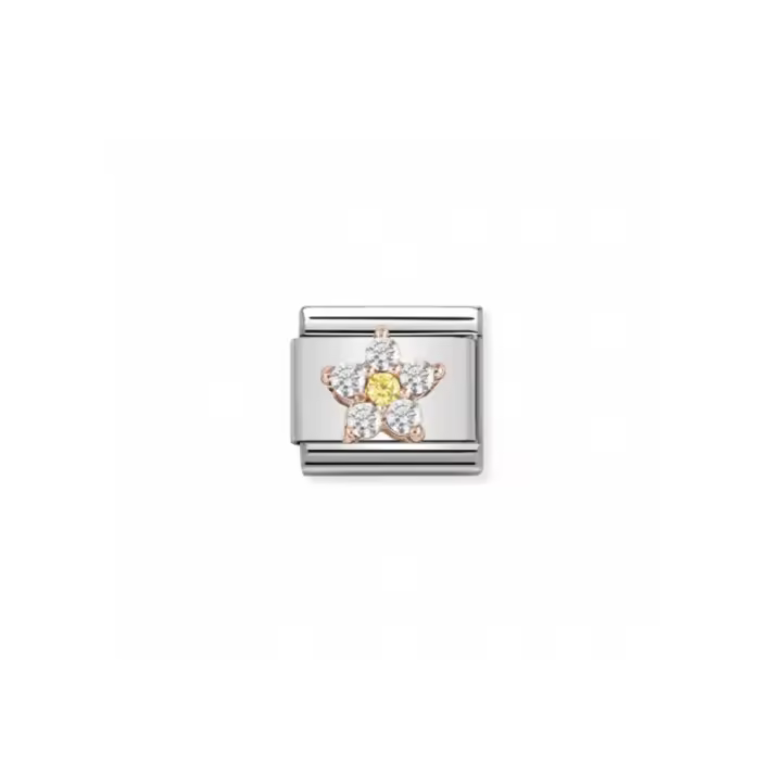 Link Nomination Acero y Oro Rosa "Flor blanca" 430317 03 - 1