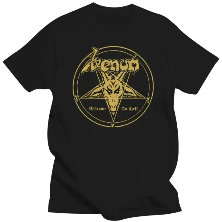 Camiseta Negra Para Hombres Con Logotipo De Álbum Welcome to Hell De La Banda VENOM Talla S-3XL Unisex Casual Transpirable Y De Secado Rápido - 1