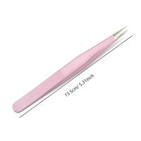 Pinzas De Apariencia Con Acero Inoxidable Rosa Para Extensión De Pestañas Herramienta De Manicura Y Arte De Uñas Tamaño 2 - details 4