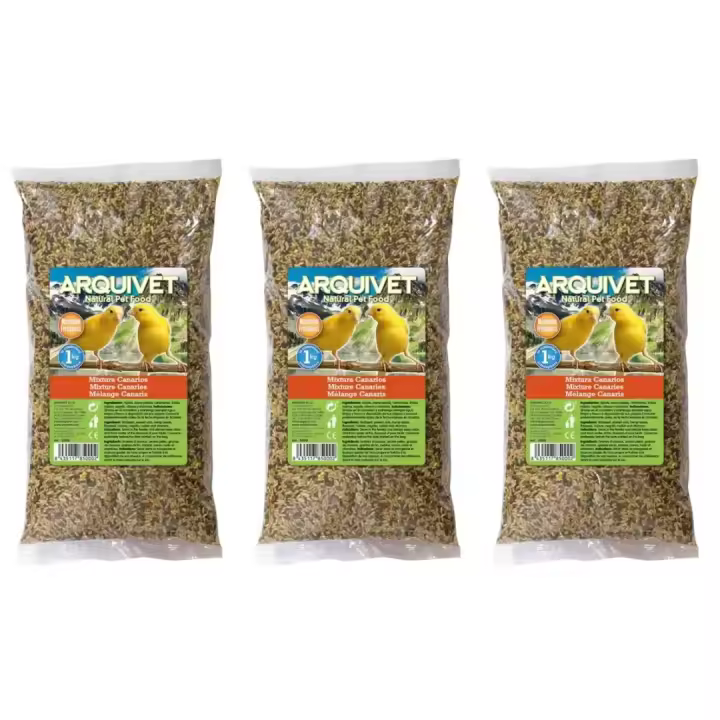 Alimento para Pajaro Mixtura Canarios - 1 kg  (pack de 3 unidades) Arquivet - 1