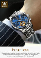 Reloj De Pulsera Automático Para Hombre OLEVS 6617 Lujo Esqueleto Hueco Flywheel Calendario Resistente Al Agua Fase Lunar Acero Inoxidable Romano - details 9