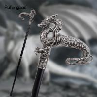 Bastón De Moda Dragón Plateado Elegante 93cm Tacón De Goma Manija Recta De Acero Para Hombres Decoración De Callejero - details 0