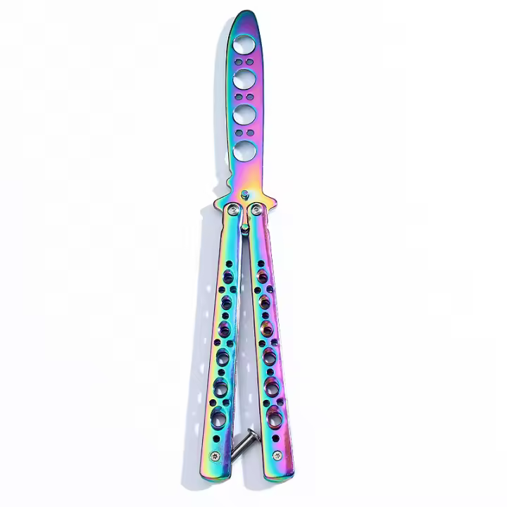 Cuchillo De Práctica Plegable Butterfly Knife Portátil De Acero Inoxidable Herramienta De Entrenamiento Para Juegos Al Aire Libre Sin Hoja - 1