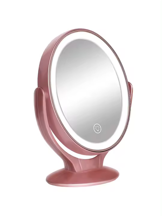 Espejo De Maquillaje Con Luz Doble Cara 1X/7X Magnificador Recargable USB Rotación De 360° Soporte Libre LED - 1