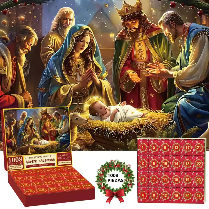 Rompecabezas De Navidad 1008 Piezas Calendario Advenimiento 2024 Regalo De Año Nuevo Juego De Rompecabezas Merry Christmas - 1