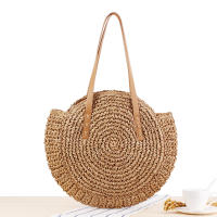 Bolso De Hombro Hecho a Mano Con Paja Vintage Bolso De Playa Redondo Bohemio Verano Casual Bolsa De Rattan Círculo Raffia Para Mujer - details 14