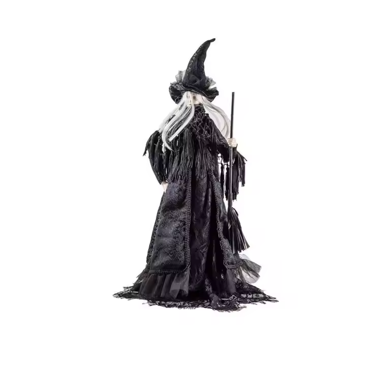 Bruja figura 53 cm. vestido negro tela imagen resina - 1
