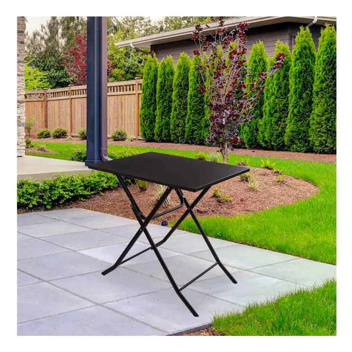 Mesa de jardín Aktive plegable negro 70x70x50 cm - 1