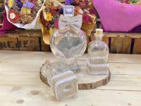 Set de 4 piezas para Ritual de la arena - Jarrones en forma de corazón con lazo de arpillera, rodaja de madera, jarrones de cristal - regalos para bodas - details 2